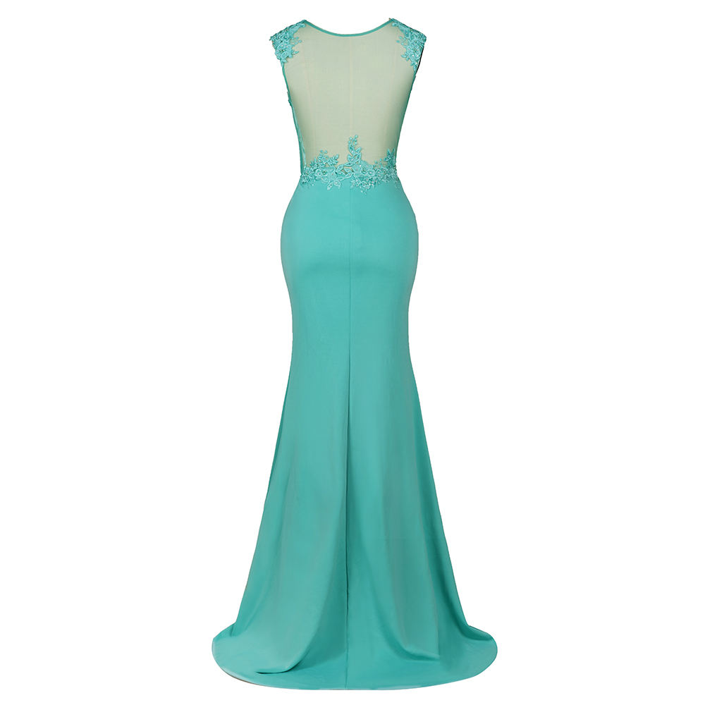 Mermaid Jewel Neck Sleeveless Sweep / Brush Train Healthy cloth Wedding Guest Dress With Lace 11