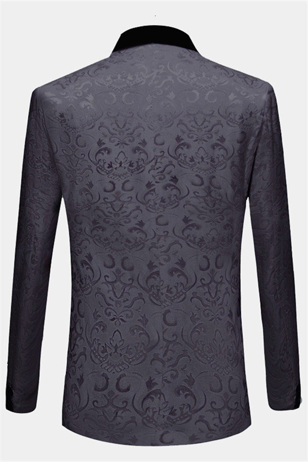 Black Jacquard Dinner Suit for Prom 2