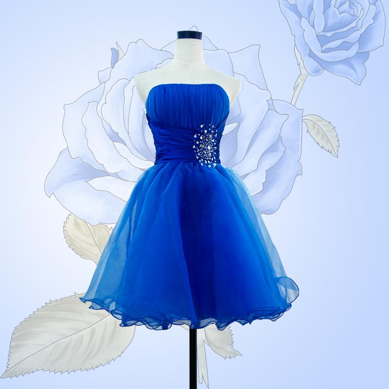 A-line Strapless Sleeveless Mini Cocktail Party Dress With Beading 2