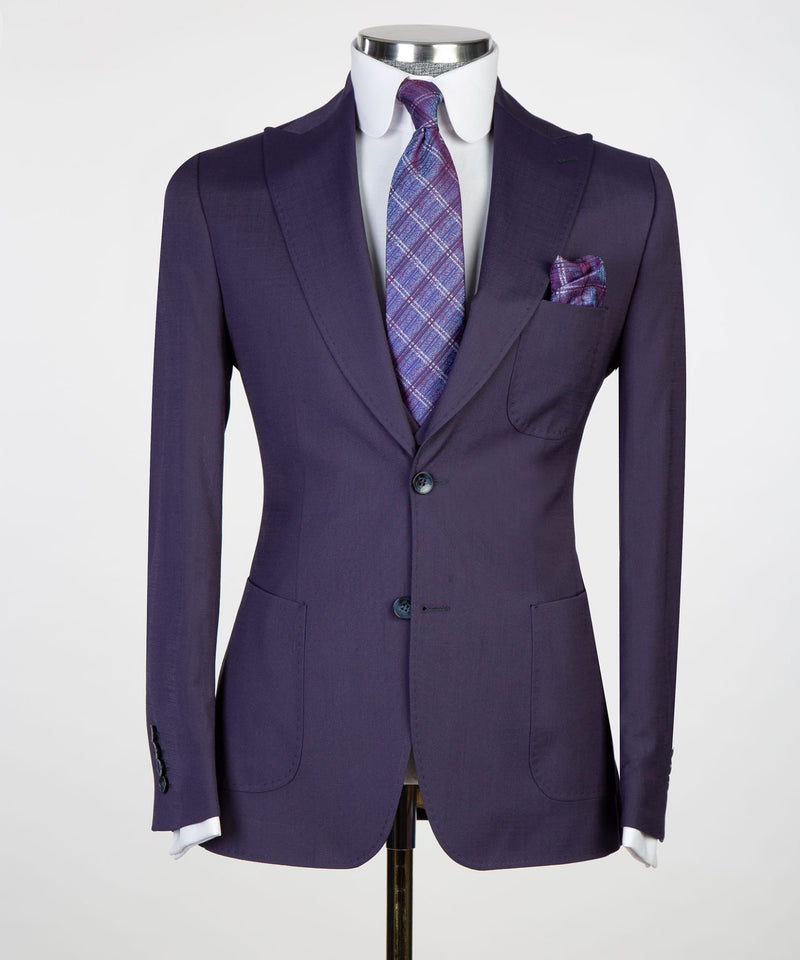 Dark Purple Peaked Lapel Best Fitted Men Suit 3