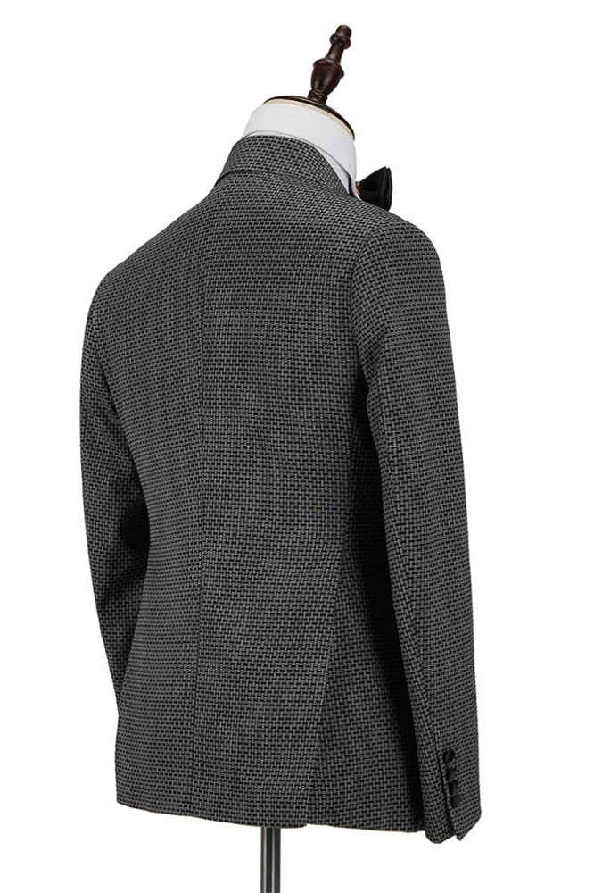 Black-and-Gray Double Breasted Men's Formal Suit 2