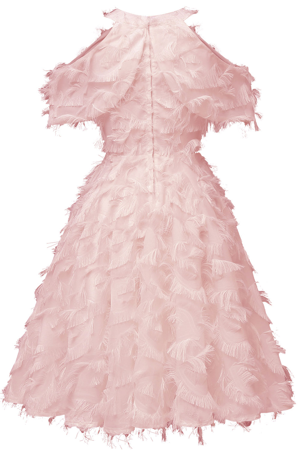 A-line Halter-neck Knee-length Party Dress With Feathers 8