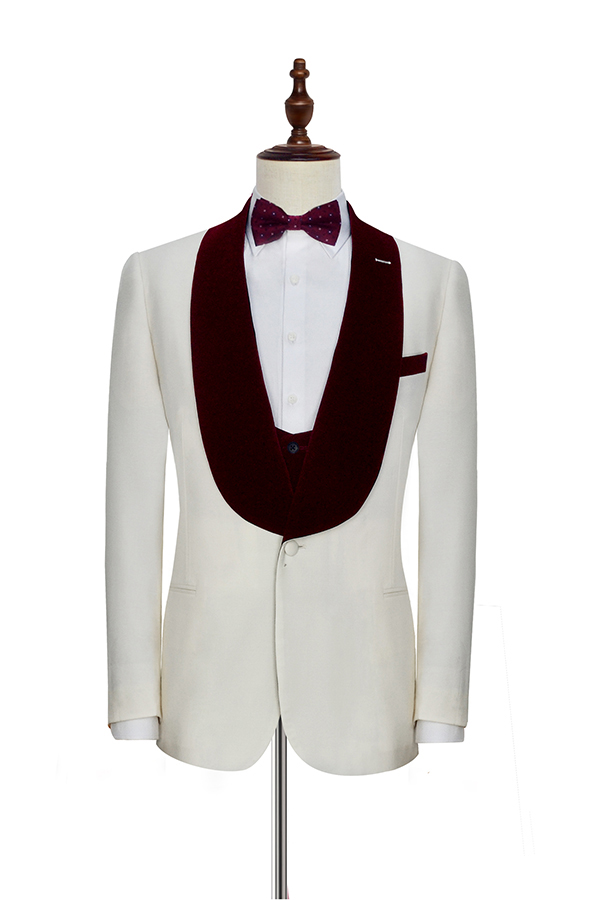 White Velvet Wedding Tuxedos 2