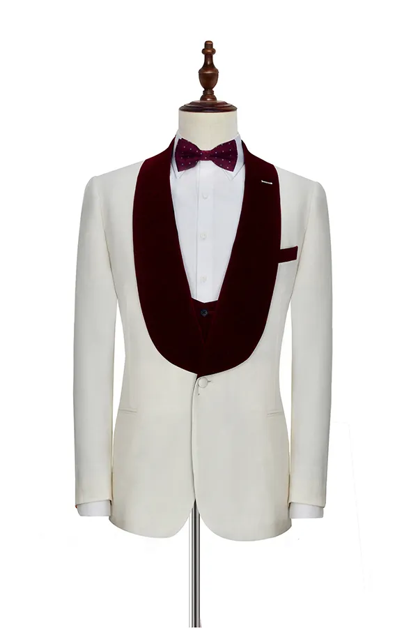 White Velvet Wedding Tuxedos 2