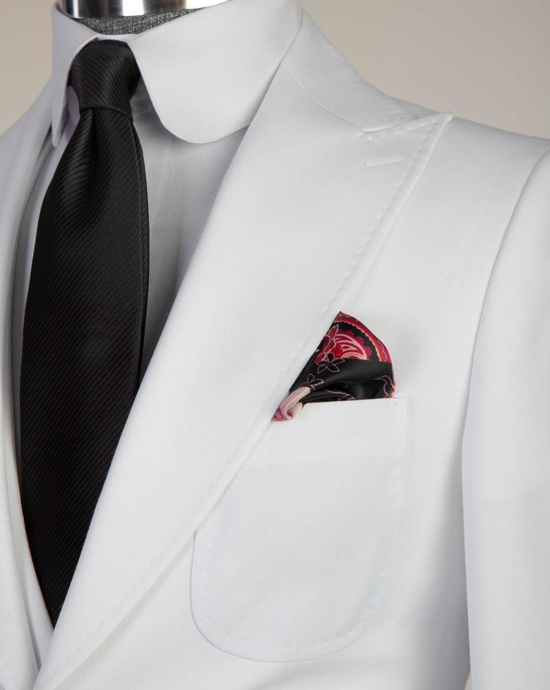 White Peaked Lapel Business Men Suit 2