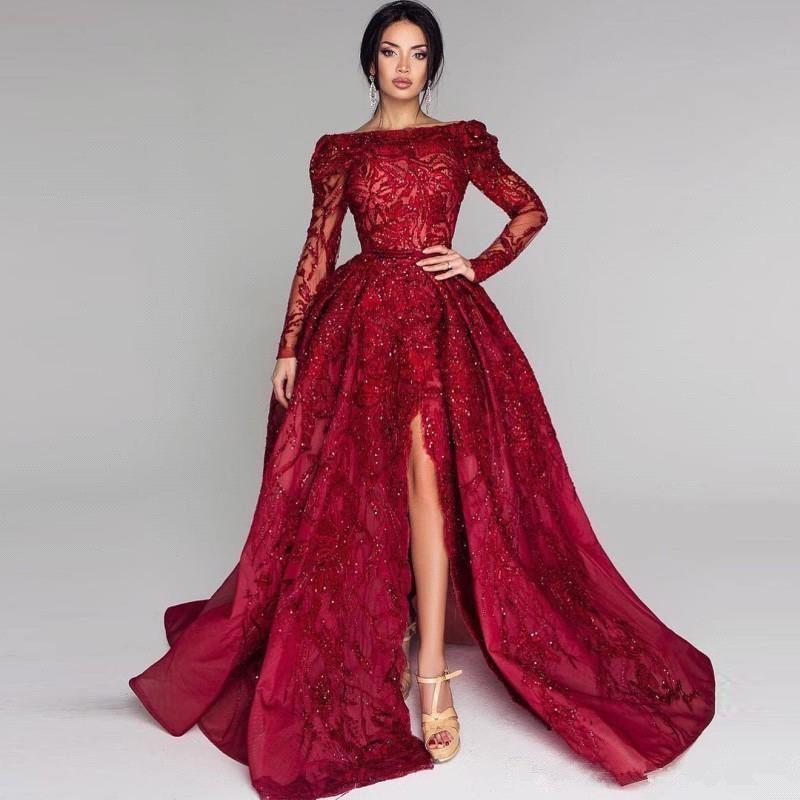 Bateau Neck Long Sleeves Floor-length Evening Gown 4