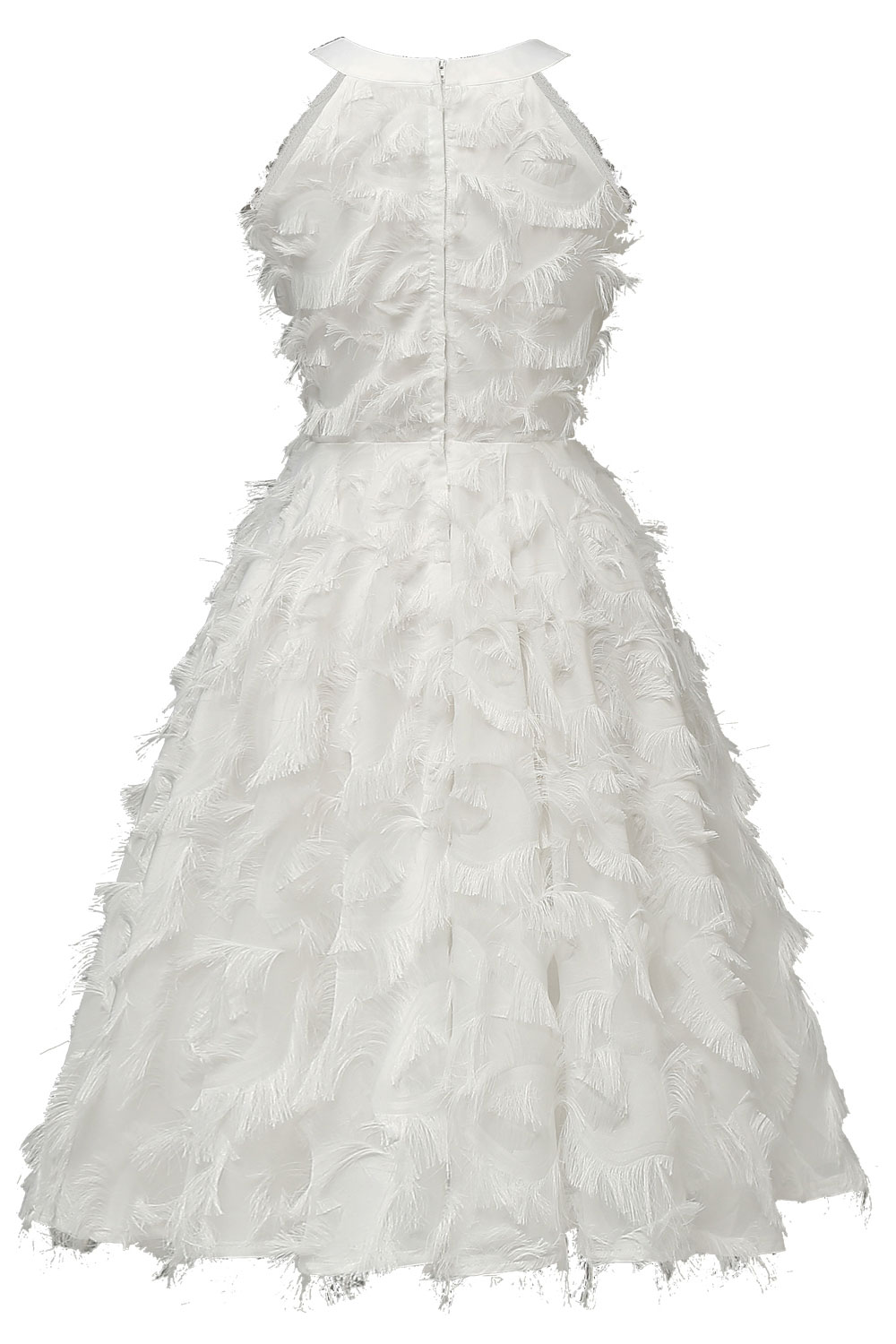 A-line V-neck Sleeveless Knee-length Party Dress With Feathers 2