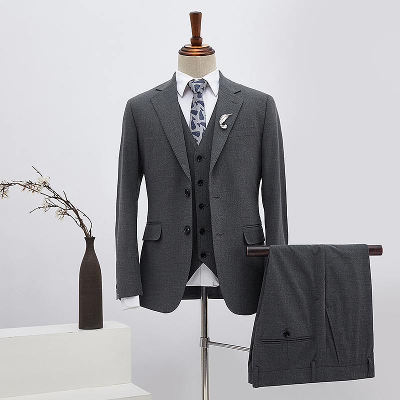 Dark Gray 3 Pieces Slim Fit Formal Menswear 2