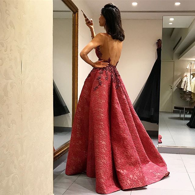 A-line Sleeveless Sweep / Brush Train Formal Wear With Appliques 2