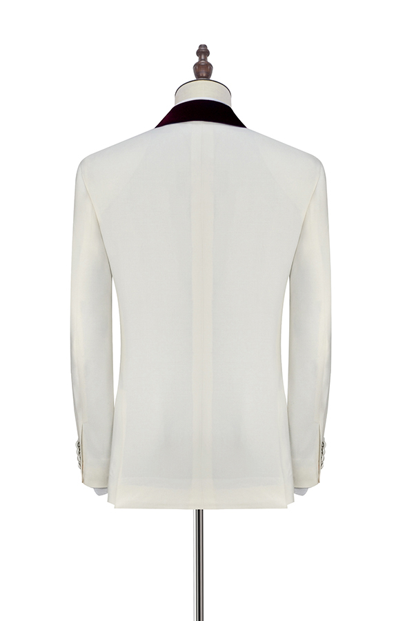 White Velvet Wedding Tuxedos 3