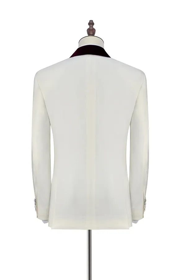 White Velvet Wedding Tuxedos 3