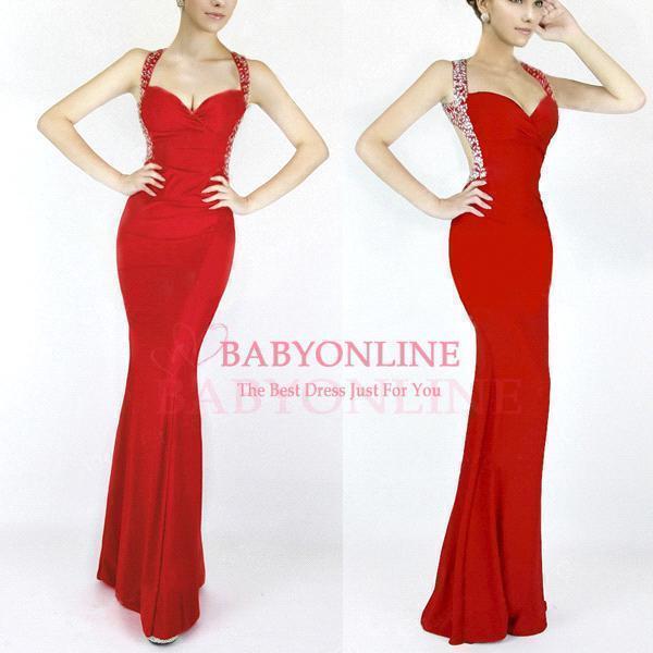 Mermaid Straps Sleeveless Sweep / Brush Train Spandex Evening Dress With Beading 8