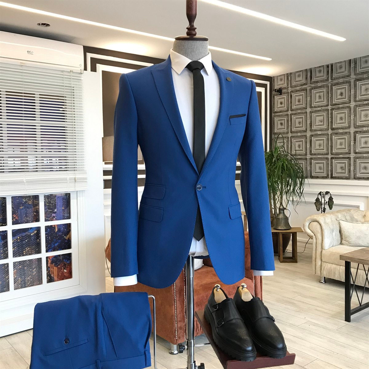 Royal Blue Bespoke Suit with Peaked Lapel 2