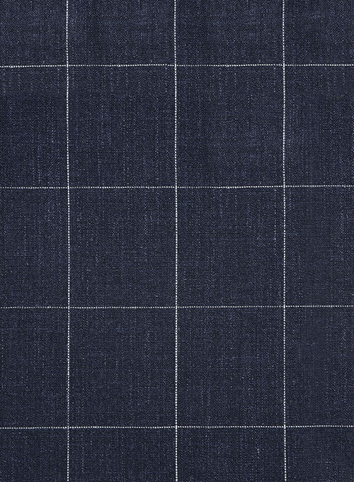 Dark Blue Grid Men Suits 4