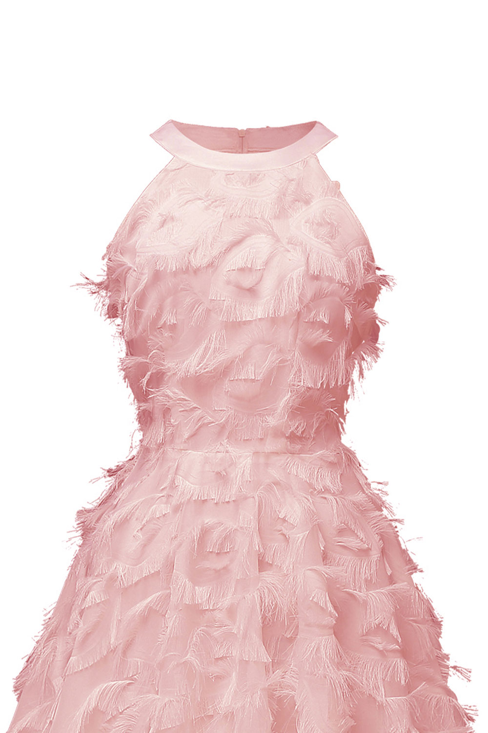 A-line V-neck Sleeveless Knee-length Party Dress With Feathers 11