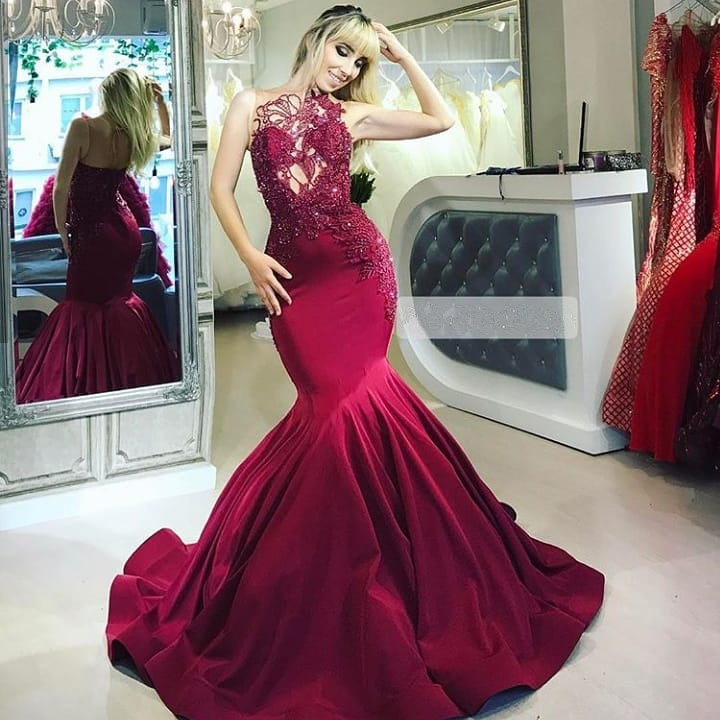Mermaid Scoop Neck Sleeveless Floor-length Evening Dress With Appliques 3