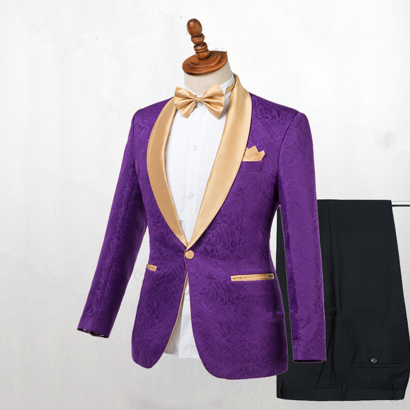 Purple One Button Wedding Suit 2