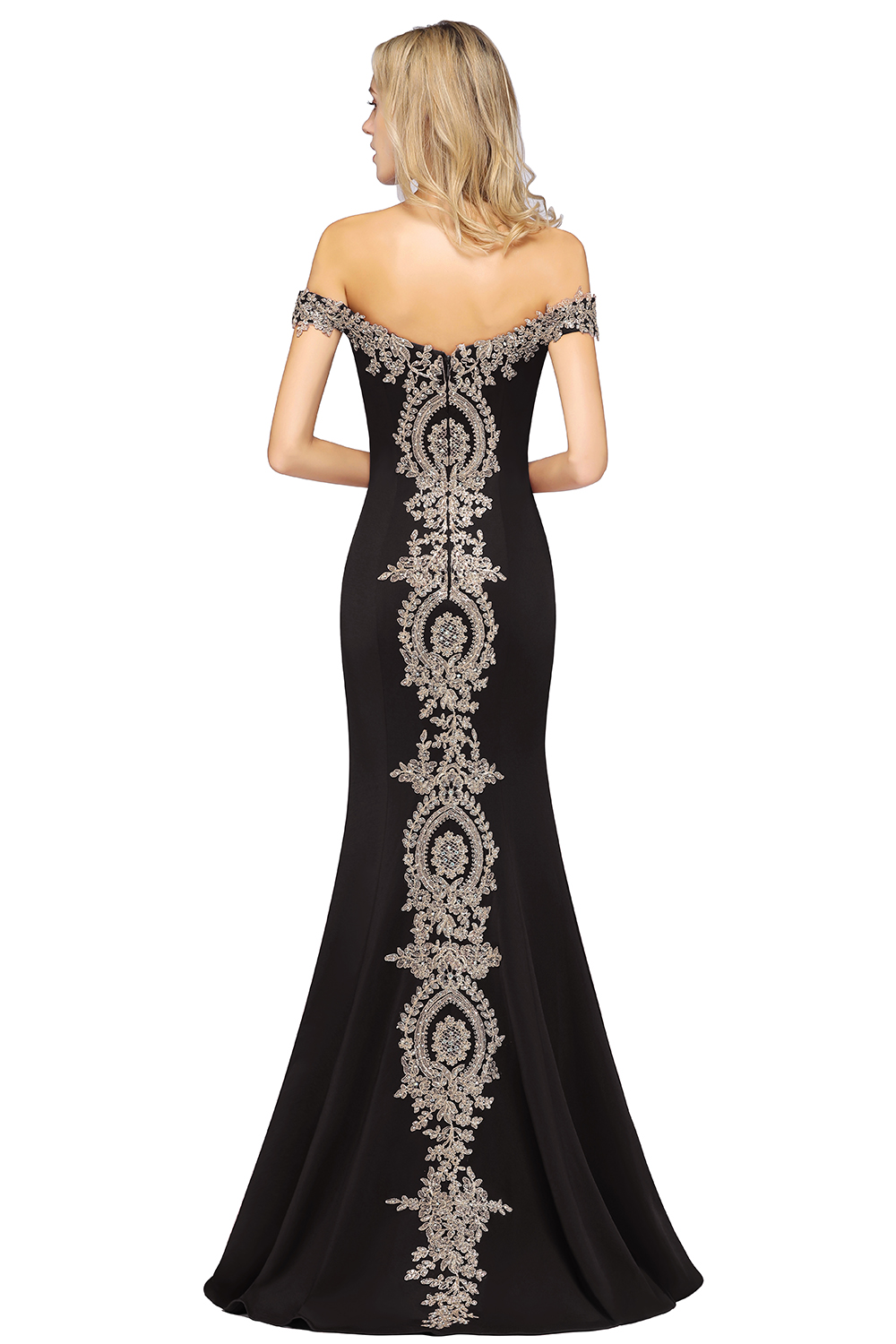 Mermaid Bateau Neck Cap Sleeves Sweep / Brush Train Bridesmaid Gown With Rhinestone 16