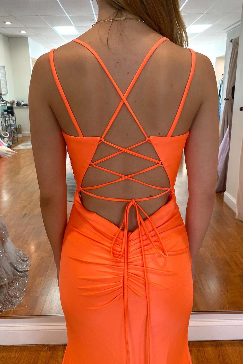 Mermaid Spaghetti Straps Sweetheart Neck Sleeveless Floor-length Evening Dress With Split Front 2