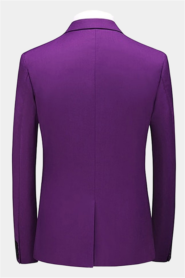 Purple Three Piece Men's Prom Suit with Notched Lapel 2