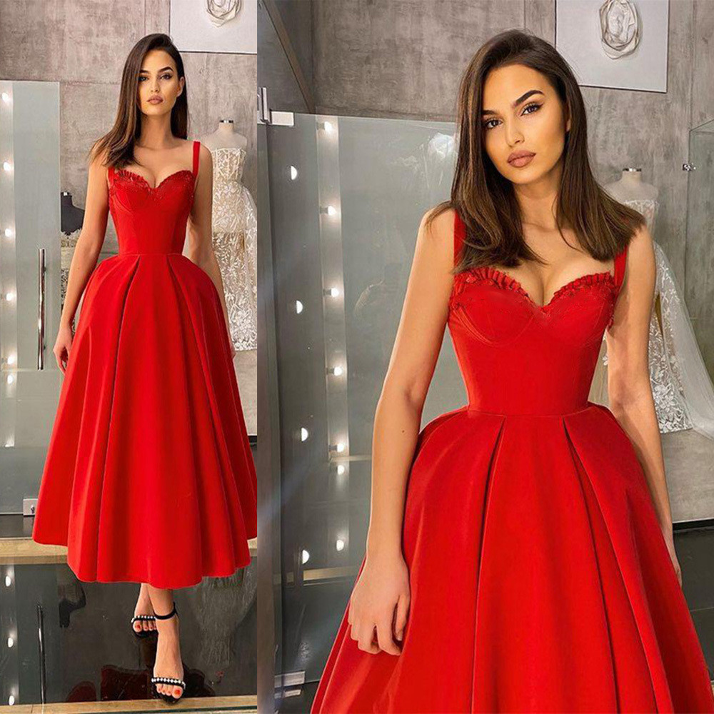 Column Spaghetti Straps Sweetheart Neck Sleeveless Ankle-length Homecoming Gown 3