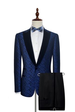 Blue Floral Patter Tuxedos for Wedding