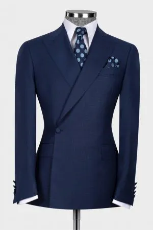 Dark Navy Peaked Lapel Bespoke Men Suit