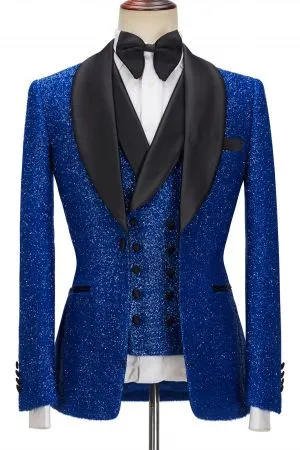 Royal Blue Sparkle Slim Fit Men Suit