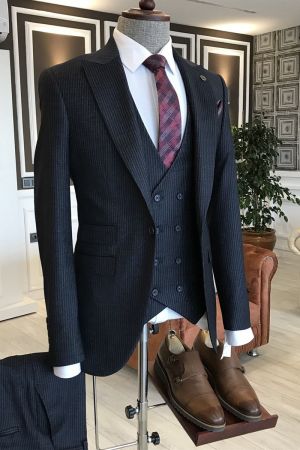 Black Velvet Double Breasted Business Suit