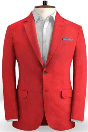 Red Wedding Groom Men Suits