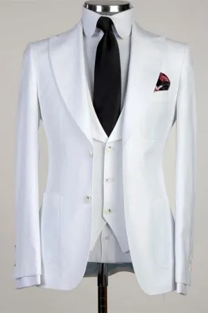 White Peaked Lapel Business Men Suit