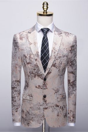 Light Brown Printed Prom Suit