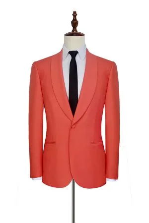 Orange Single Breasted Mens Prom Suits with Shawl Lapel