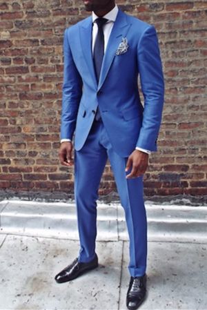 Royal Blue Peaked Lapel Prom Suit