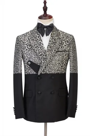 Black Leopard Print Men's Suit
