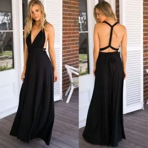 A-line Plunging Neckline Sleeveless Floor-length 100D Chiffon Formal Dress