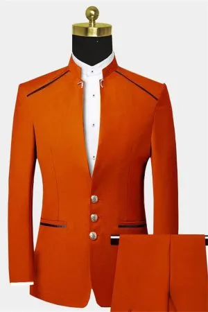 Orange Single Breasted Prom Suit with  Fit