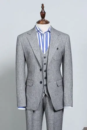 Gray Single Breasted Business Suit
