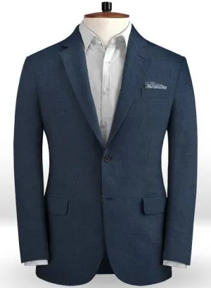 Dark Blue Linen Beach Wedding Tuxedos