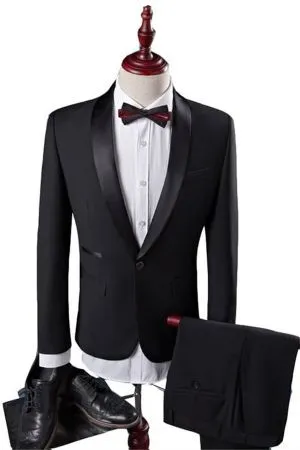 Black Groom Tuxedos with Shawl Lapel