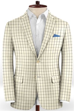 Champagne Plaid Men Suits