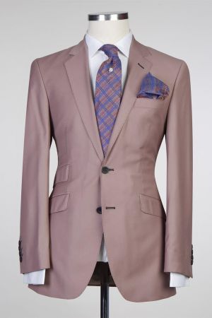 Dark Pink Slim Fit Prom Men Suit with Notched Lapel