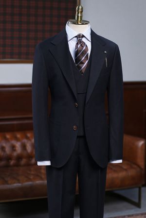 All Black Notched Lapel Custom Business Suit