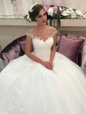 Ball Gown Off-the-shoulder Sleeveless Tulle Wedding Gown With Court Train