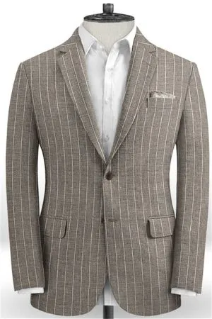 Dark Gray Striped Men Suits