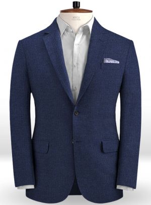Dark Blue Linen Men Suit