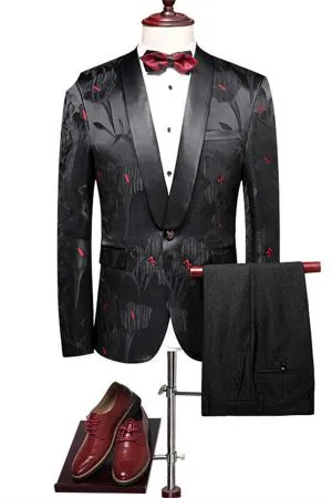 Black Jacquard Prom Tuxedo