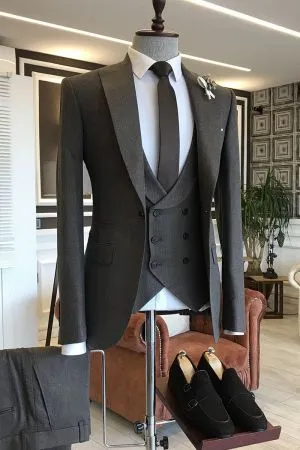 Dark Brown Peaked Lapel Formal Suit