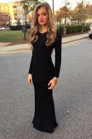 Column Jewel Neck Long Sleeves Floor-length Evening Dress