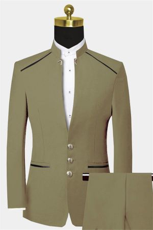 Gerardo Two-Piece Suit with Mandarin Collar